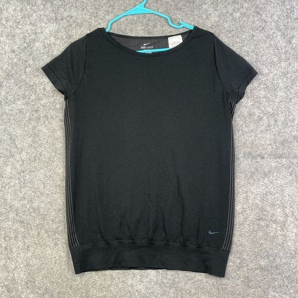 Nike Knit Short-Sleeve Epic Crew Women's Training Top Size L Black 633846-010 - Picture 1 of 11